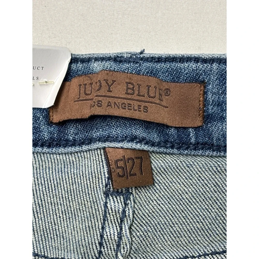 NWT Judy Blue Dad Jeans Mid Rise Medium Blue‎ Distressed MD Womens Size 5/27 L31